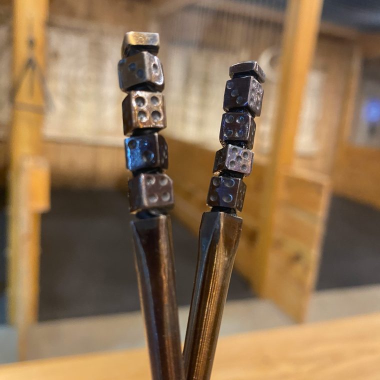 forged dice hair sticks