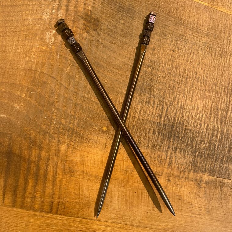 forged dice hair sticks
